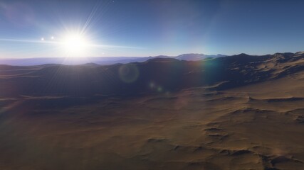 alien Planet, fantasy landscape, view from the surface of an exo-planet, science fiction landscape, 3d Render
