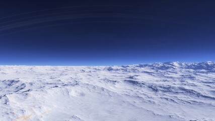 alien Planet, fantasy landscape, view from the surface of an exo-planet, science fiction landscape, 3d Render