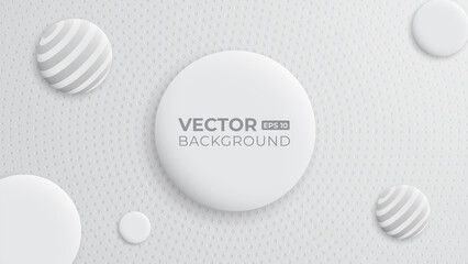 Abstract background with 3d fields. White bubble. Vector illustration of a textured sphere with a halftone pattern. The concept of a jewelry cover. Decoration elements for design