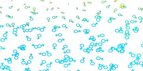 Light Blue, Yellow vector texture with women's rights symbols.