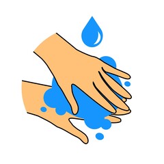 Person washing hands isolated. Cleanliness and body care concept. Vector Illustration.