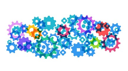 Gears colors in Progress., icon, vector Isolated illustration