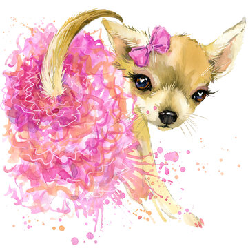 Cute toy terrier. watercolor illustration. domestic animal. farm nature. wildlife. pets.
