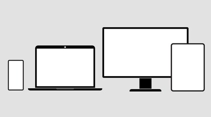 Devices screen template . Electronic gadgets. monitor, laptop, tablet, smartphone. vector illustration isolated .