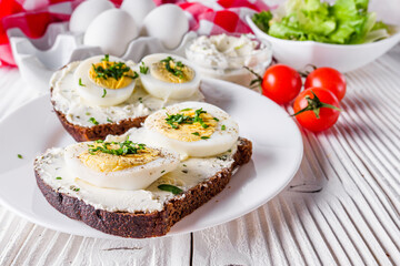 Fototapeta na wymiar delicious and nutritious cheese and boiled egg sandwich