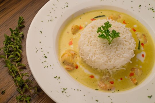 Thai Coconut chicken curry with rice.