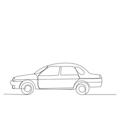 isolated, one line drawing car, sketch