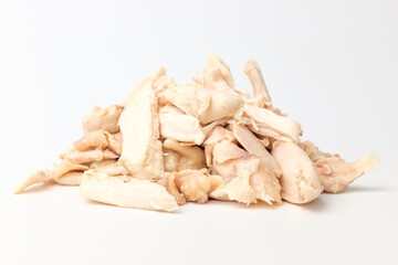 Boiled chicken on white background