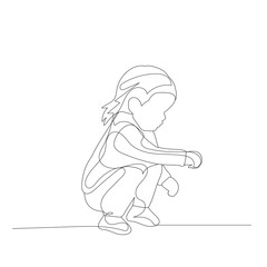 vector, isolated, continuous line drawing child on white background