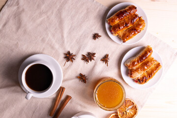 sweet treats and espresso  as coffee break concept