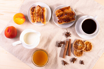 sweet treats and espresso  as coffee break concept