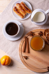 sweet treats and espresso  as coffee break concept