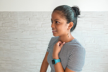 Portrait of a cool young woman looking serious.