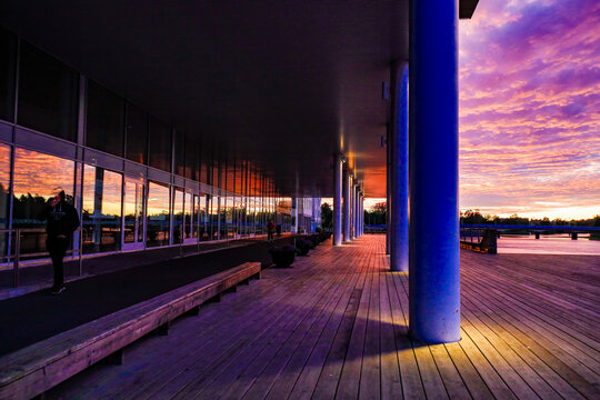 Karlstad, Sweden The Karlstad CCC  conference center at sunset on the Klaralven river