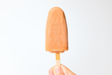 Coffee ice cream on white background