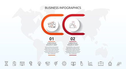 Vector infographic template circles for two icons, diagram, graph, presentation. Business concept with 2 options. For content, flowchart, steps, timeline, workflow, marketing, banner, levels, chart