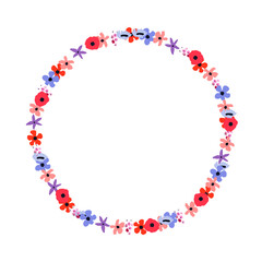 Floral Frame. Flowers arranged un a shape of the wreath for invitations and cards