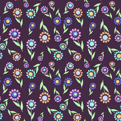 seamless flower pattern, vector, flowers simple, delicate pastel colors
