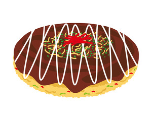 ソースお好み焼きのベクターイラスト