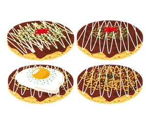 ソースお好み焼きのベクターイラスト