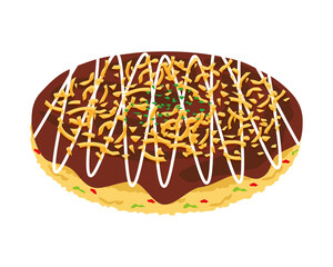 ソースお好み焼きのベクターイラスト