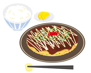 ソースお好み焼きのベクターイラスト