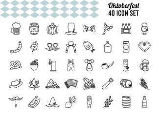 Naklejka premium bundle of fourty oktoberfest set icons