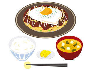 ソースお好み焼きのベクターイラスト