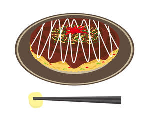 ソースお好み焼きのベクターイラスト