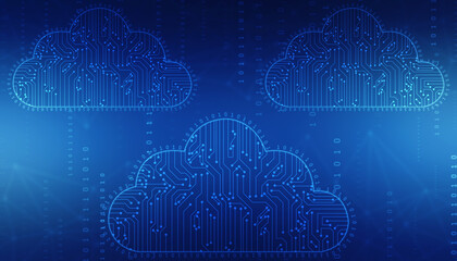 2d illustration of Cloud computing, Cloud Computing Concept, Cloud computing technology internet concept background