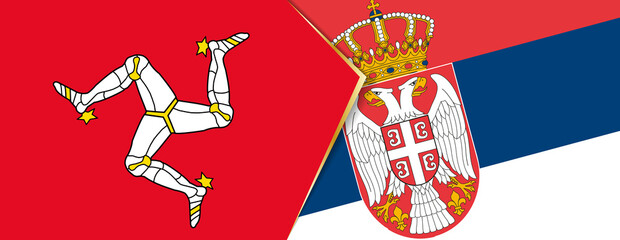 Isle of Man and Serbia flags, two vector flags.