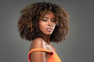 Beauty portrait of woman with afro