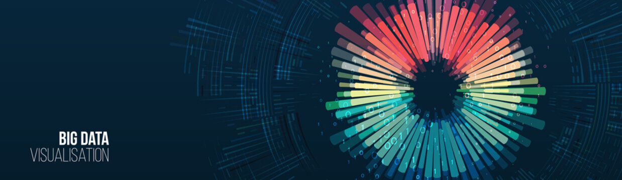 Data array visual concept. Big data connection complex. Big data visualization. Abstract background with lines array and binary code. Connection structure.
