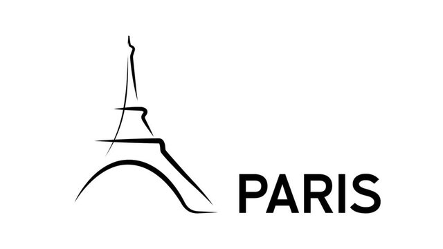 Drawing and designing the Tour Eiffel, a logo for Paris. Animation footage for intro, presentation or Gif