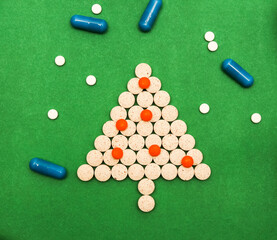 Christmas tree made of pills for Christmas