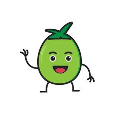 vector mascot coconut flat illustration