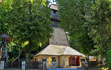 Sietesz, Markowa, Nowosielce, Parafia, Kościół, Zabudowa, Zabytek, Kościół, Skansen, Chata, Chłopska, Zagroda,  © woodyd