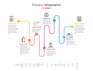 Journey route infographics template.timeline illustration