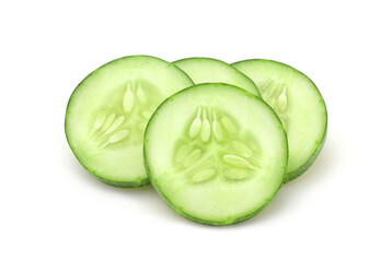Sliced cucumber isolated on a white background,full depth of field.