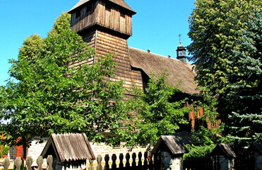 Sietesz, Markowa, Nowosielce, Parafia, Kościół, Zabudowa, Zabytek, Kościół, Skansen, Chata, Chłopska, Zagroda,  © woodyd