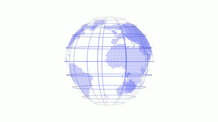 New blue color world map icon on white background,3d earth icon