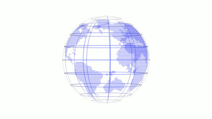 New blue color world map icon on white background,3d earth icon