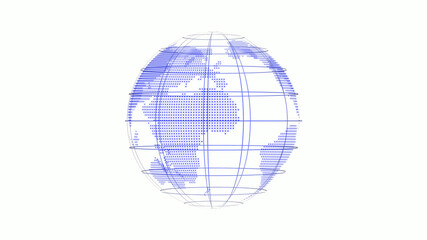 New blue color world map icon on white background,3d earth icon