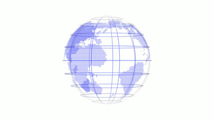 New blue color world map icon on white background,3d earth icon