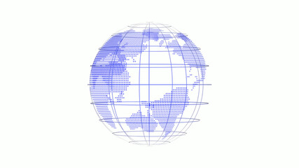 New blue color world map icon on white background,3d earth icon