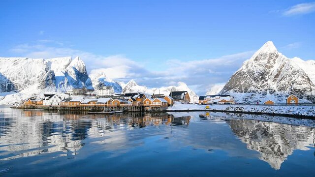 Winter landscape of Norway lofoten islands