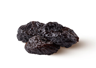 Heap of natural organic sweet prune isolated on a white background.