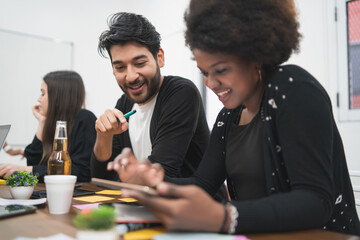 Creative designers working in a project together.