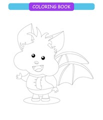 Coloring book for kids - rat smiling. Black and white cute cartoon unicorns. Vector illustration.	
