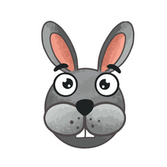 Cartoon crazy hare gray muzzle children's illustration vector